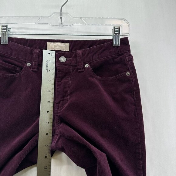 Banana Republic Jeans Womens 26/2P Skinny Fit Corduroy Low Rise Ankle Burgundy - Picture 9 of 10